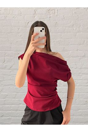 بلوز زرشکی زنانه ساده peri tower - کد 932542902