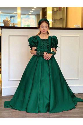 لباس مجلسی و فارغ التحصیلی سبز بچه گانه ساتن Kids - کد 817189461