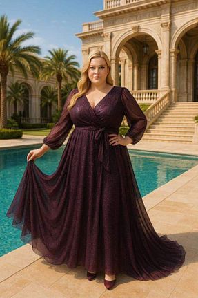 لباس سایز بزرگ بنفش زنانه پارچه angelino butik - کد 935292701