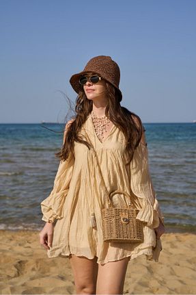 کلاه قهوه ای زنانه حصیر Tina İstanbul - کد 934396394