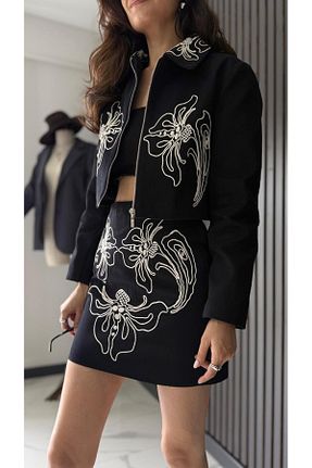 ست بالاتنه و پائین تنه مشکی زنانه بافتنی Butik - کد 934417811