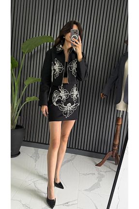 ست بالاتنه و پائین تنه مشکی زنانه بافتنی Butik - کد 934417811