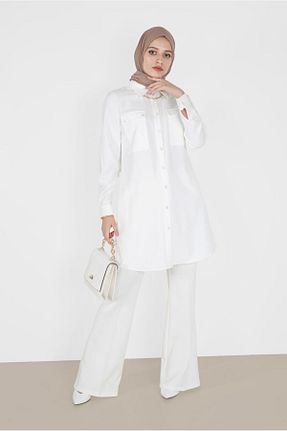 شلوار پارچه ای سفید زنانه بلند Alvina - کد 804207956