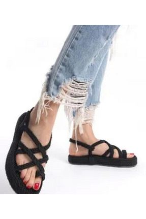 صندل مشکی زنانه پاشنه تخت Aras Shop - کد 935493884