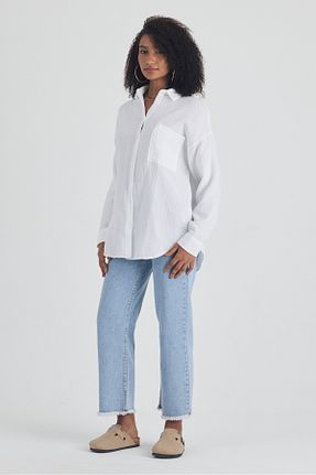 پیراهن سفید زنانه اورسایز macharel jeans - کد 842999940