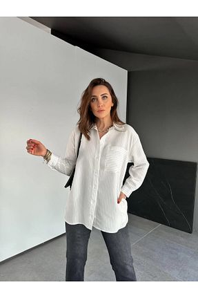 پیراهن سفید زنانه اورسایز QİMYA BUTİK - کد 934474529