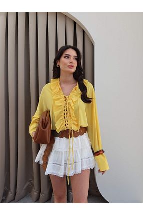 پیراهن زرد زنانه ریلکس فیت ESRAHELVACI - کد 934472912
