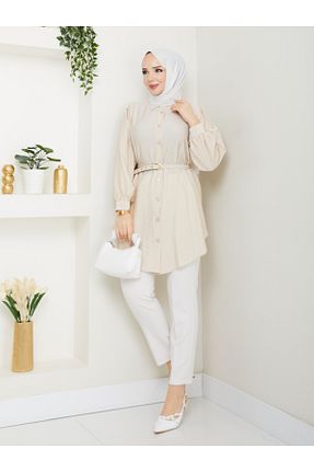 تونیک حجاب بژ زنانه پنبه پلی استر modapark.ist - کد 935512892