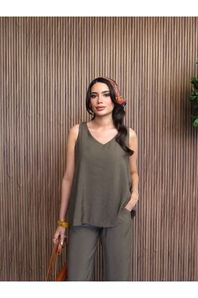 ست بالاتنه و پائین تنه خاکی زنانه بافتنی ESRAHELVACI - کد 934481928