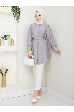 تونیک حجاب طوسی زنانه پنبه پلی استر modapark.ist - کد 935515114