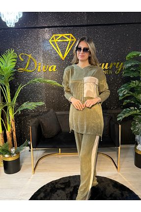 ست بالاتنه و پائین تنه حجاب خاکی گشاد DİVA - کد 934496310