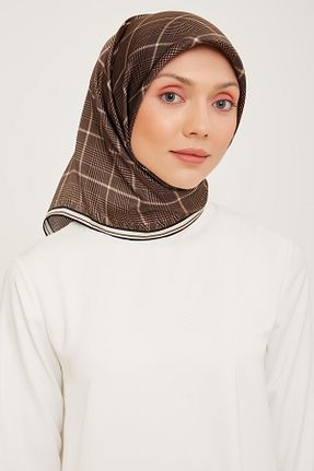 روسری قهوه ای کرپ ساتن ابریشم Armine - کد 858267915