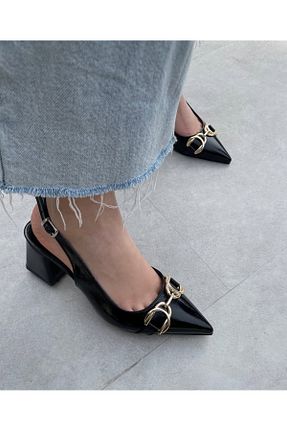 کفش پاشنه بلند کلاسیک مشکی زنانه چرم لاکی İZCE MODA - کد 934521331