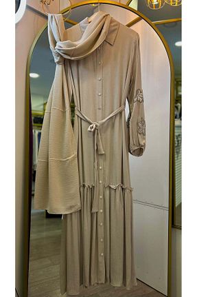لباس حجاب بژ زنانه رگولار Levidor - کد 934514329