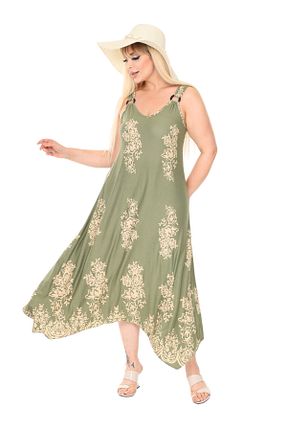 لباس سایز بزرگ خاکی زنانه ویسکون MELSAY - کد 934531527