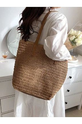کیف دوشی قهوه ای زنانه حصیر Aware Time - کد 924798128