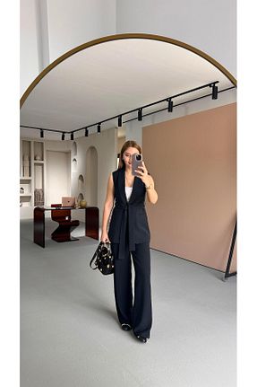 ست بالاتنه و پائین تنه مشکی زنانه بافتنی Sezgi Tekin - کد 934523252