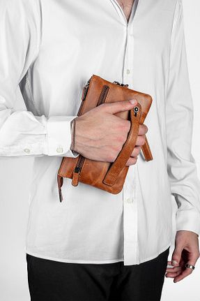 کیف پورتفوی و کلاچ قهوه ای زنانه چرم خالص Deridaş - کد 903278239