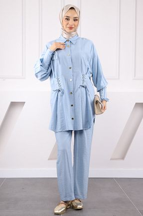 ست بالاتنه و پائین تنه حجاب آبی زنانه رگولار İmajButik - کد 934584089