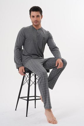 ست لباس راحتی سایز بزرگ رنگی مردانه پنبه ای Mecit Pijama - کد 934587260