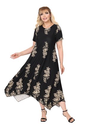 لباس سایز بزرگ مشکی زنانه ویسکون MELSAY - کد 934601002