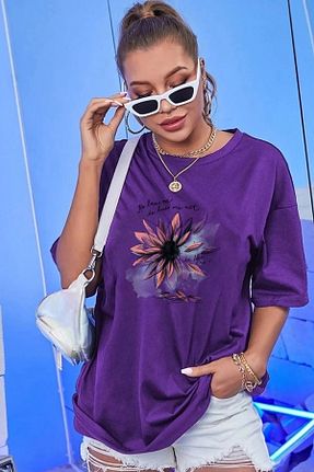 تیشرت بنفش زنانه Boyfriend memowear - کد 934615215