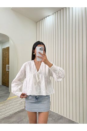 بلوز سفید زنانه بافت دار Le Savu - کد 934518236