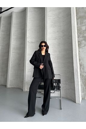 ست بالاتنه و پائین تنه مشکی زنانه بافتنی MYGİYİMİSTANBUL - کد 934638620