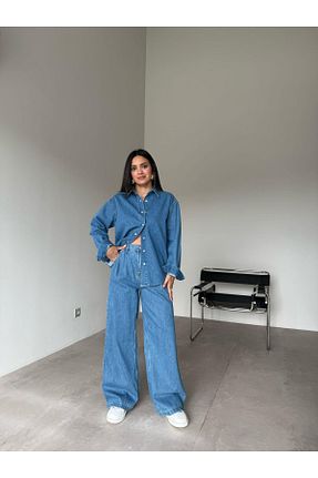ست بالاتنه و پائین تنه آبی زنانه بافت Bade Butik - کد 934635686