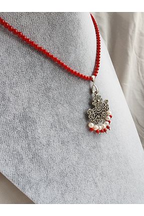 گردنبند جواهر قرمز زنانه سنگ AYDOTA - کد 934587955