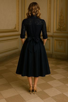لباس مجلسی و فارغ التحصیلی مشکی زنانه دانتل Runos Collection - کد 905534534