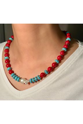 گردنبند مروارید فیروزه ای ZİDE AKSESUAR - کد 934686184