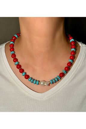 گردنبند مروارید فیروزه ای ZİDE AKSESUAR - کد 934686184