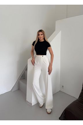 شلوار سفید زنانه پنبه پلی استر mor butik - کد 934691241