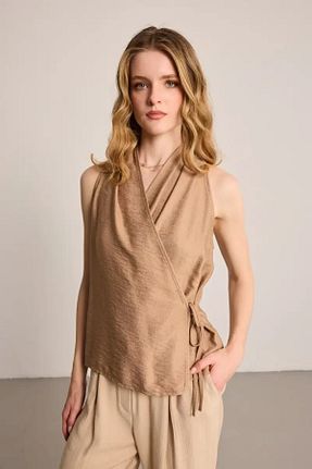 بلوز قهوه ای زنانه ساده Gusto - کد 934750841