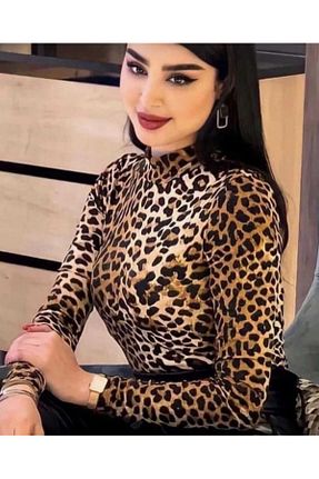 بلوز قهوه ای زنانه پلنگی Mrs.idea - کد 934756107