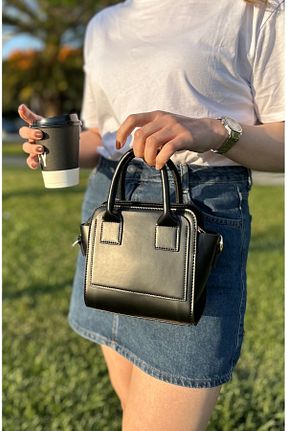 کیف دوشی مشکی زنانه چرم مصنوعی SİNİSA BAG - کد 929719356