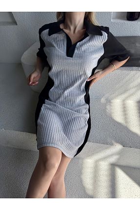 لباس طوسی زنانه بافت Moda Hour - کد 852592269