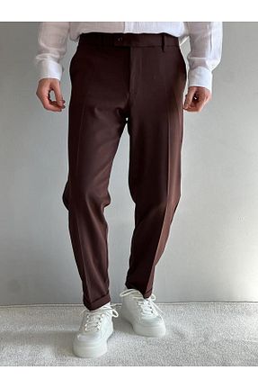 شلوار قهوه ای مردانه پاچه دوبل MENOFOURSWEAR - کد 902776359