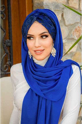 شال سرمه ای زنانه پنبه پلی استر Aişe Tesettür - کد 827248580