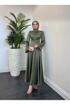 لباس مجلسی حجاب خاکی زنانه ساتن PERADO - کد 936057331
