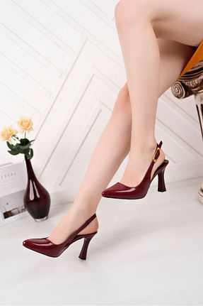 کفش پاشنه بلند کلاسیک زرشکی زنانه چرم مصنوعی HERUS - کد 933429099