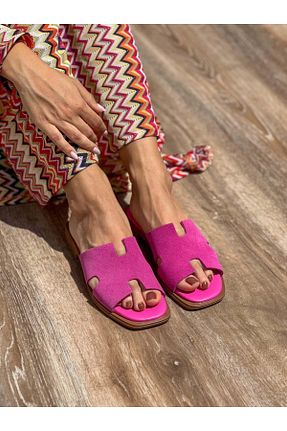 دمپائی صورتی زنانه چرم خالص SİBA SHOES - کد 934876894