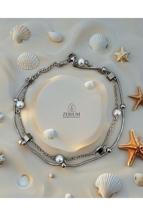 خلخال نقره سرمه ای زنانه ZERİUM - کد 934740205