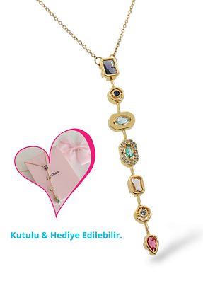 گردنبند استیل ( فولاد ) زرد زنانه استیل ضد زنگ JoyShine - کد 927345305