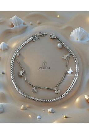خلخال نقره نباتی زنانه ZERİUM - کد 934740204