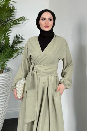 ست بالاتنه و پائین تنه حجاب سبز 3/4 Boy MERVEN AKYÜZ - کد 934954329