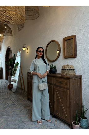 ست بالاتنه و پائین تنه خاکی زنانه بافتنی Whıte Aura - کد 934962309