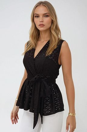 بلوز مشکی زنانه ساده Trend Alaçatı Stili - کد 933170453