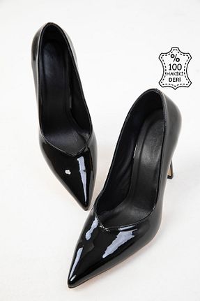 کفش پاشنه بلند کلاسیک مشکی زنانه چرم خالص SOHO - کد 889696581